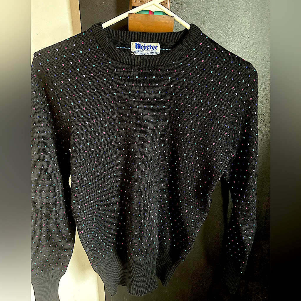 Vintage 70s80s Black Wool Confetti Sweater Size S